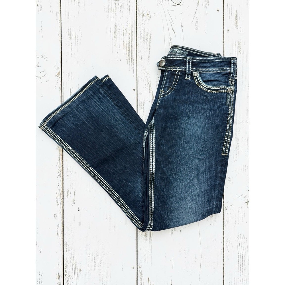 Silver Jeans Tuesday Surplus Womens Bootcut Jeans Y2K Embroidered Flap Indigo 28